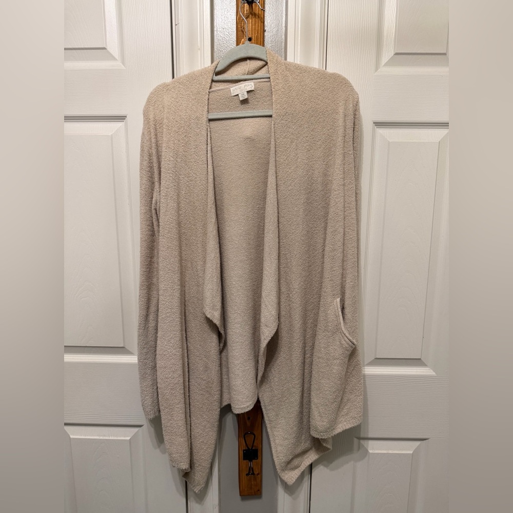 Barefoot Dreams CozyChic Island Wrap Cream Open-Front Sweater